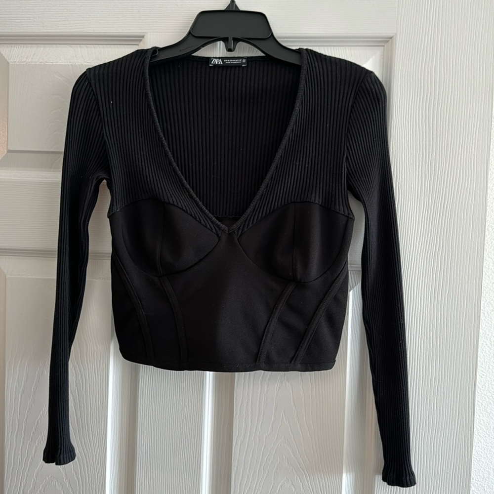 Zara long sleeve crop top